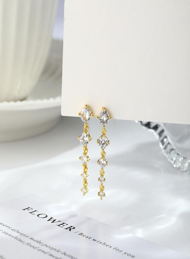 Rotnso Dangle Earrings for Women Trendy 14K Gold Plated Cartilage Hypoallergenic Small Diamond Dangle Drop Cute Non Tarnish Studs for Sensitive Ears Jewelry Gift - Image 5